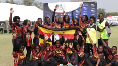 Uganda celebrate their win over Zimbabwe