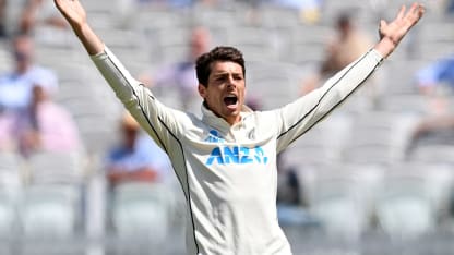 Mitchell Santner of New Zealand appeals for the wicket Test Match between England and New Zealand