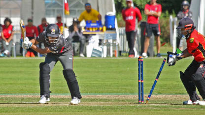 Humaira Tasneem is bowled, PNG v UAE, VRA, 8th July 2018