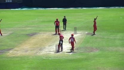 WCL 2: Hong Kong v Oman – Aizaz Khan caught and bowled 