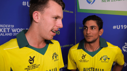 Jason Sangha and his Australia U19 team-mates ham it up on the U19CWC media day