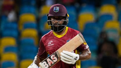 Yannic Cariah of West Indies run for his his half century during the 2nd ODI match between West Indies and New Zealand