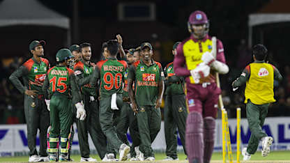 Bangladesh were outstanding at the start of the Windies chase, keeping the hosts to 61/3 after 10 overs