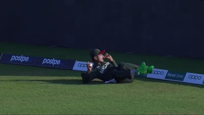 Naim's brilliant effort in the field gets the wicket of Amini