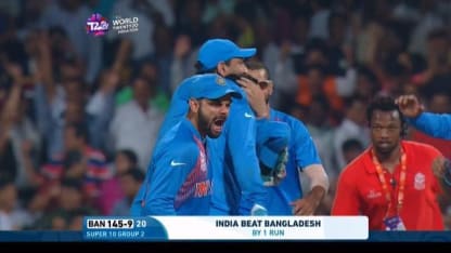 India win a last ball thriller against Bangladesh