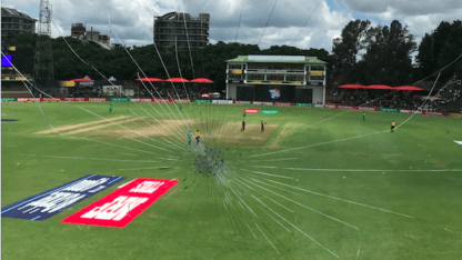 CWCQ POTD - Rovman Powell smashes the press box window with a six!