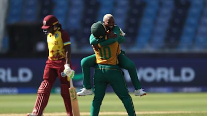 Mlaba double-strike rocks West Indies in middle overs | WT20WC 2024