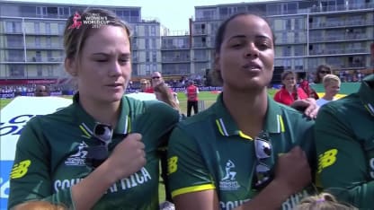 #WWC17 Semi-final 1 - ENG vs SA: The South African players during the national anthems