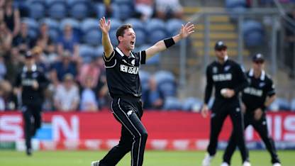 Matt Henry celebrates a wicket against Sri Lanka in Cardiff at the 2019 ICC Cricket World Cup