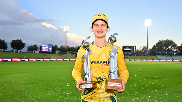 Player of the Match and Player of the Series Laura Wolvaardt after the Proteas Women's 4-1 T20I series win against India in Benoni (CSA)