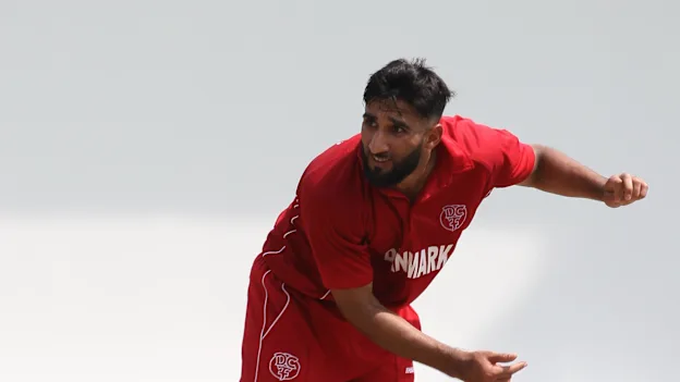 Denmark's Hamid Mazhar Shah in action during his team's WCL Division 4 encounter against Jersey