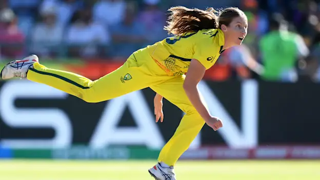 Darcie Brown of Australia in bowling action during the ICC Women's T20 World Cup Final match between Australia and South Africa 1920x1080