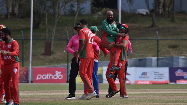 Action from the ICC T20 World Cup Asia Qualifier Final