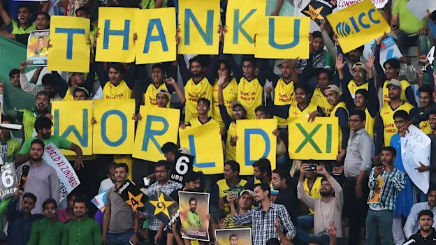 Pakistan fans thank the ICC World XI for taking part in the historic series in Lahore