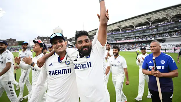 Shubman Gill and Mohammed Siraj celebrate post match