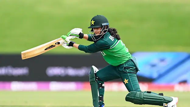 Bismah Maroof of Pakistan bats during the 2022 ICC Women's Cricket World Cup match between Australia and Pakistan at Bay Oval on March 08, 2022 in Tauranga, New Zealand.
