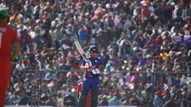 Action from the ICC T20 World Cup Asia Qualifier Final