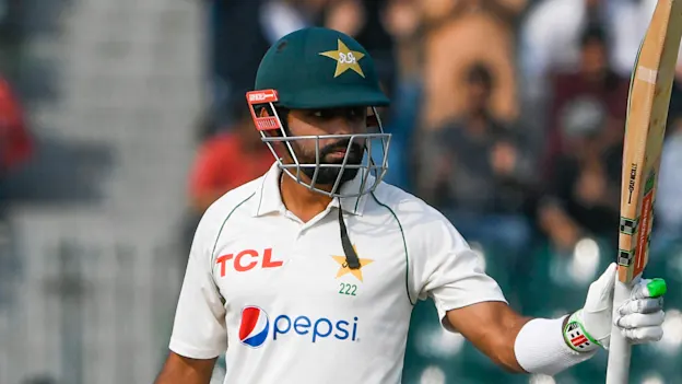 Pakistan captain Babar Azam celebrates after scoring a half-century 1920x1080