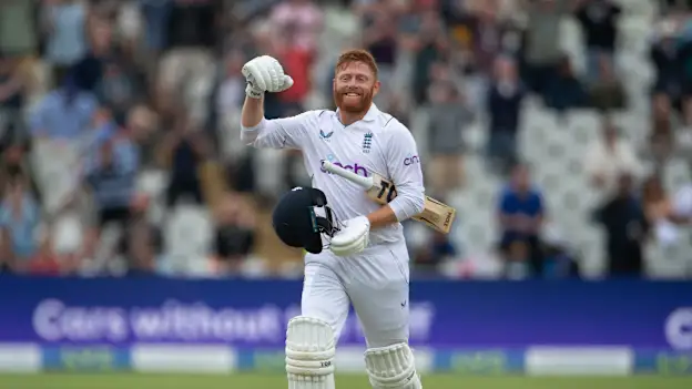 England batsman Jonny Bairstow celebrates his century
