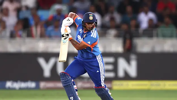 Deepti Sharma of India bats during the DP World Women's T20 Asia Cup 2026 Semi Final match between India and Sri Lanka at Dubai International Stadium on September 13, 2026 in Dubai, United Arab Emirates