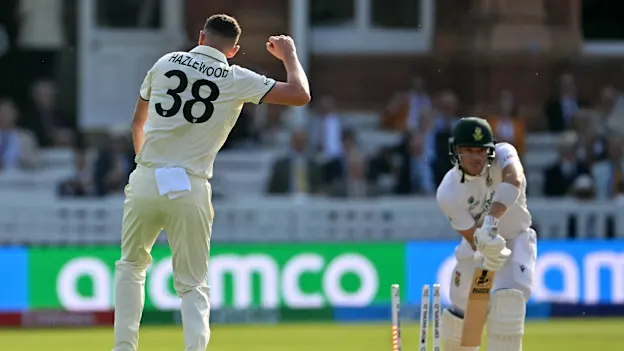 Logo of Hazlewood cleans up Stubbs with a jaffa | WTC25 Final