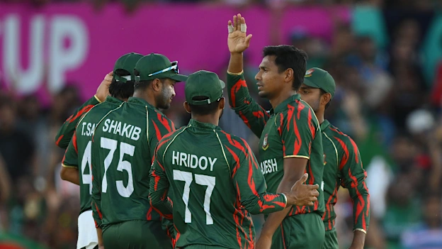 Mustafizur Rahman celebrates a wicket