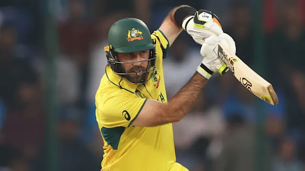 Glenn Maxwell of Australia plays a shot during the ICC Men's Cricket World Cup India 2023 between Australia and Netherlands