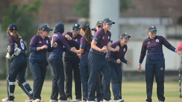 Winning celebration by Scotland