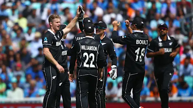 New Zealand celebrate Pandya wicket