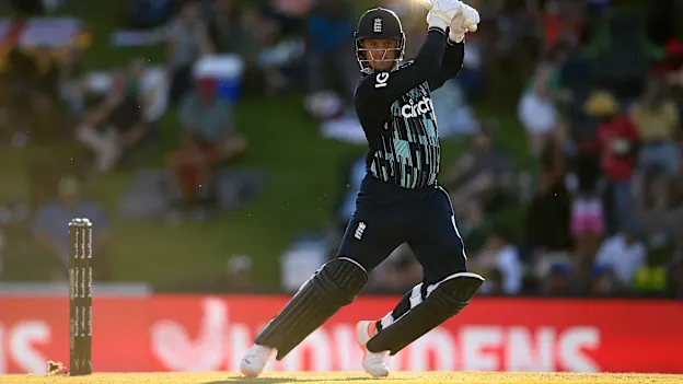 Jason Roy of England hits runs during the 1st One Day International match between South Africa and England at Mangaung Oval on January 27, 2023 in Bloemfontein, South Africa.