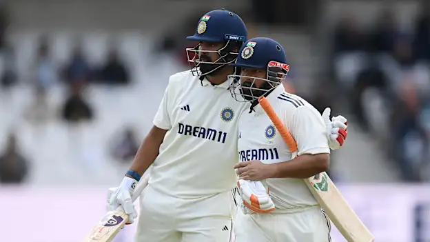 Rishabh Pant and KL Rahul embrace after a defying stand
