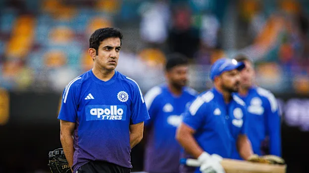 India's coach Gautam Gambhir looks on before the T20 cricket match between Australia and India at The Gabba