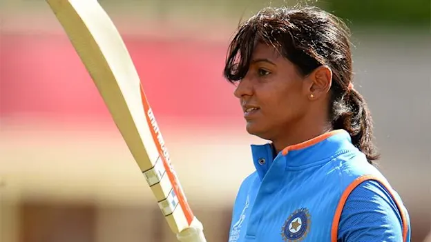 Harmanpreet Kaur of India walks off after scoring 171 not out during the ICC Women's World Cup 2017 match between Australia and India