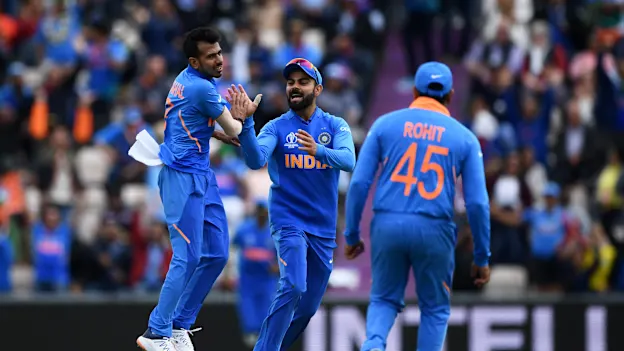India celebrate a wicket