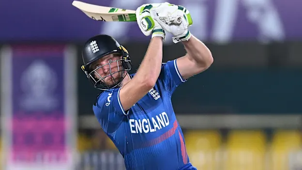 Jos Buttler of England bats during the ICC Men's Cricket World Cup India 2023 warm up match between England and Bangladesh