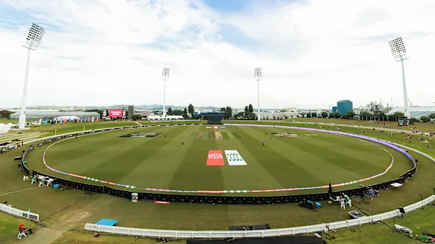 A general view of Bay Oval during the 2022 ICC Women's Cricket World Cup match between New Zealand and the West Indies at Bay Oval on March 04, 2022 in Tauranga, New Zealand.