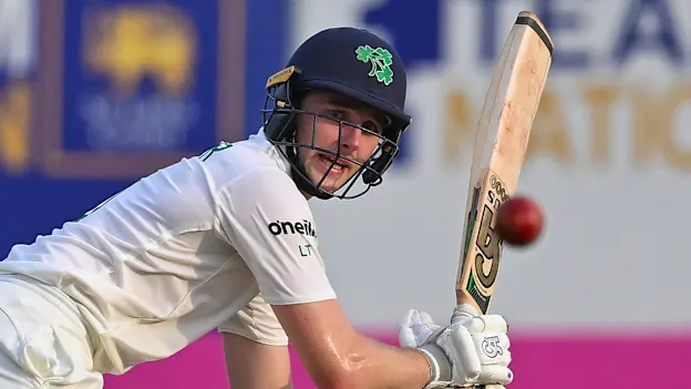 Ireland's Lorcan Tucker plays a shot during the first day of the second and final cricket Test match between Sri Lanka and Ireland 1920x1080