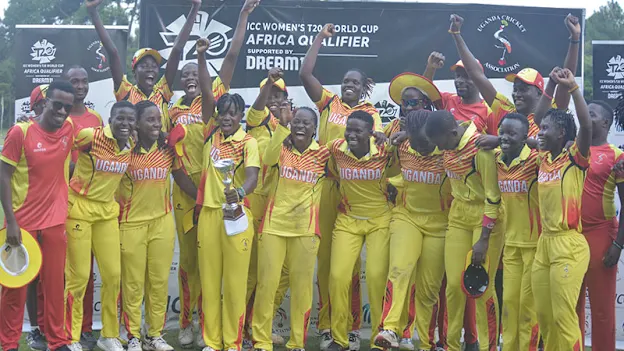 Uganda celebrate their qualification to the Global Qualifer scheduled for early next year in Dubai