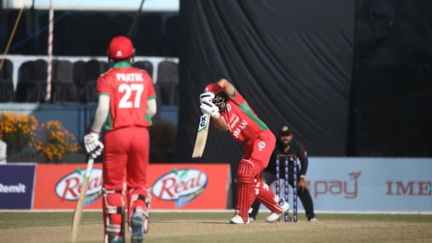 Action from the ICC T20 World Cup Asia Qualifier Final