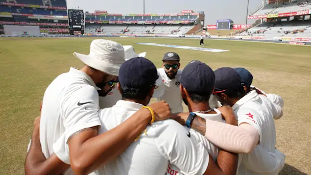 Team gathers before the match starts