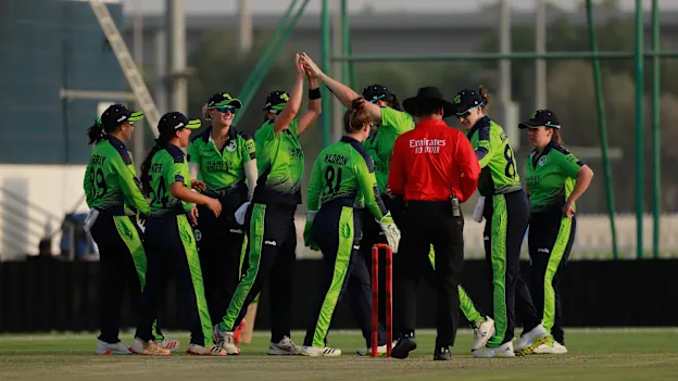 Ireland celebrate at Women's T20WC Qualifier
