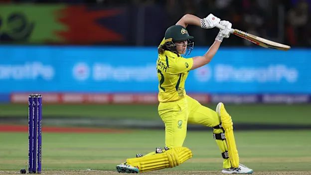 Tahlia McGrath of Australia plays a shot during the ICC Women's T20 World Cup group A match between South Africa and Australia at St George's Park on February 18, 2023 in Gqeberha, South Africa.