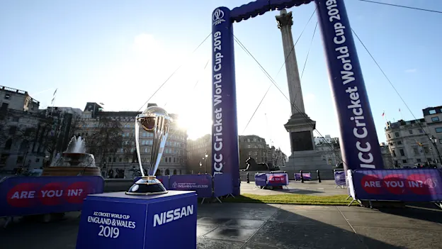 The ICC Cricket World Cup Trophy in Trafalgar Square