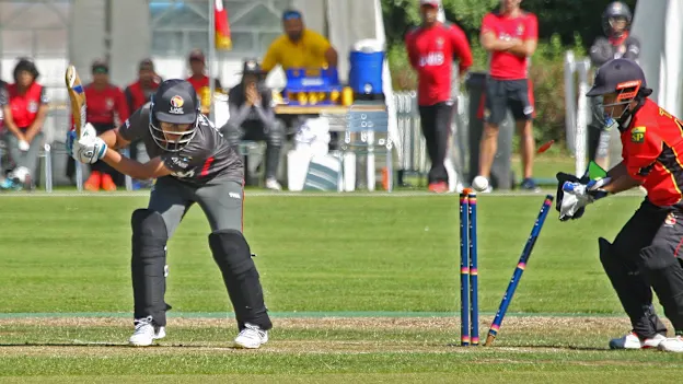 Humaira Tasneem is bowled, PNG v UAE, VRA, 8th July 2018