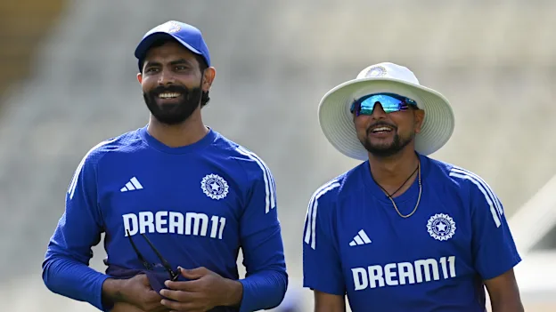 Ravindra Jadeja and Kuldeep Yadav practice before the second Test
