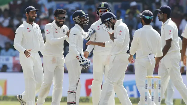 With Ashwin and Jadeja hitting excellent lines and length and Umesh and Ishant providing the occasional burst.
