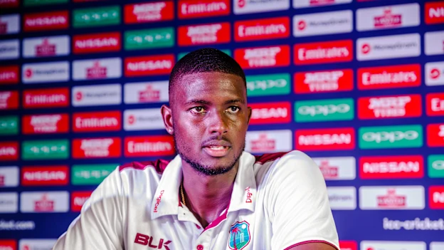 Windies captain Jason Holder speaks to the media during a press conference at Harare Sports Club ahead of the ICC Cricket World Cup Qualifier Trophy in Zimbabwe, 26 February 2018