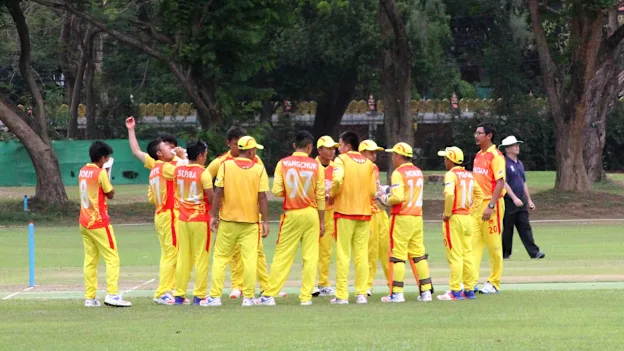 Teams during the warm-up matches of the World Cricket League Asia Qualifier