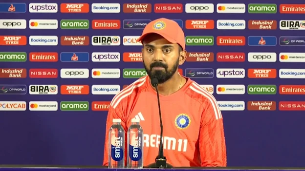 Logo of K L Rahul (India player) pre-match Press Conference - 28th October 2023