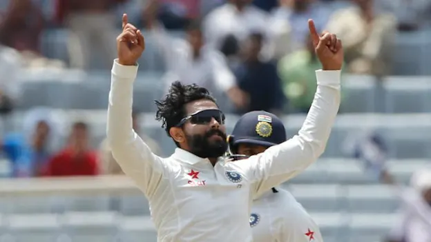 Ravindra Jadeja celebrates the wicket